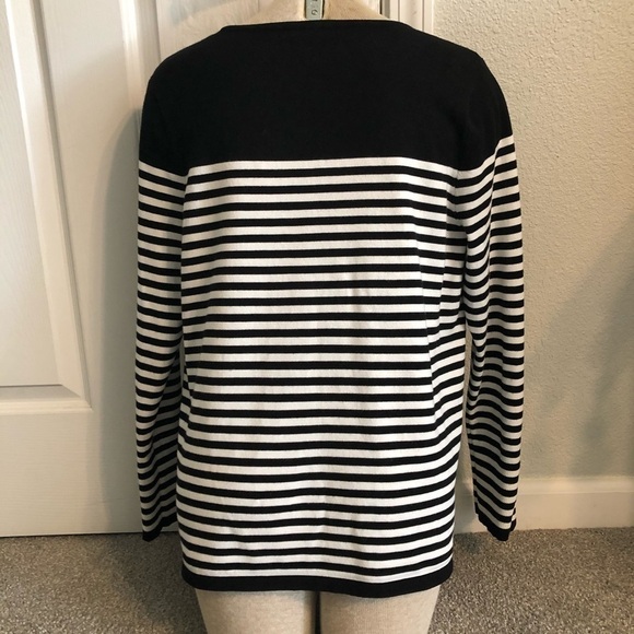 CHICOS STRIPED BUTTON-SLEEVE PULLOVER SWEATER / 2 - Picture 6 of 11
